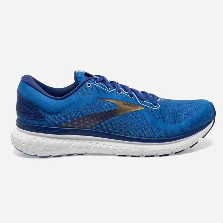 Tenis Brooks Glycerin 18 - Zapatillas Para Correr En Asfalto Hombre - Azules / Doradas (KTGO-65470)